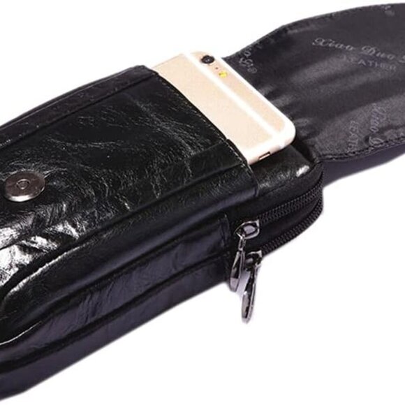 Crocodile Leather Phone Belt Bag Waist Pack for Men Travel Outdoor Casual Cellph - Picture 4 of 8